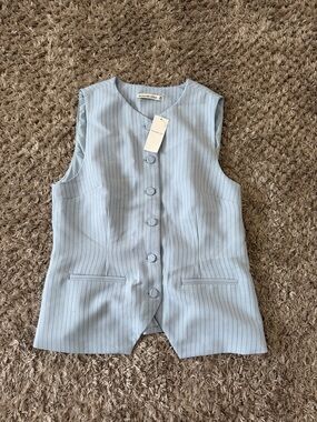 Abercrombie & Fitch Light Blue Pinstripe Tailored Vest